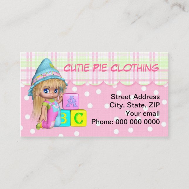 Los juguetes de los niños de la tarjeta de visita, (Anverso)