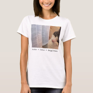Los libros de las mujeres + Gatos = camiseta de la
