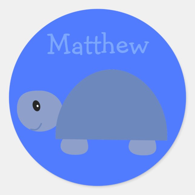 Los lindos personalizados pegatinas de tortuga azu (Anverso)