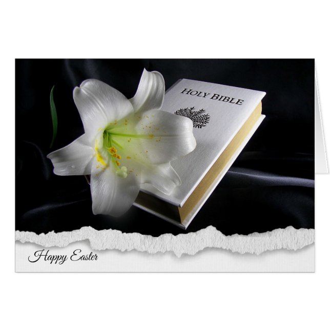 Los lirios de Pascua con una Biblia blanca (Anverso (Horizontal))