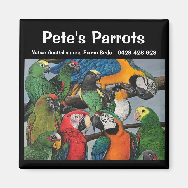 Los loros de Pete - Imán exótico y nativo (Frente)