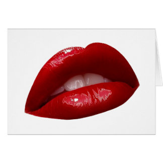 Los luciosos labios rojos de pintalabios de mujer