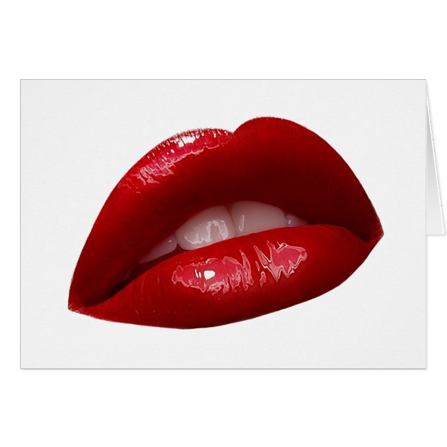 Los luciosos labios rojos de pintalabios de mujer (Anverso (Horizontal))