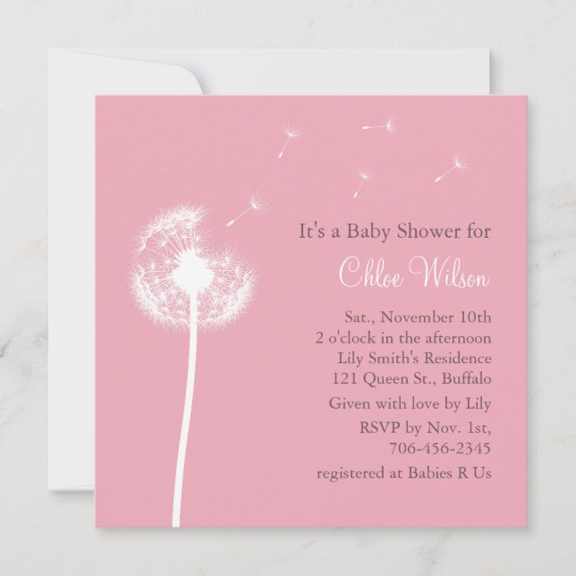 ¡Los mejores deseos! Invitación a Baby Shower (ros (Anverso)