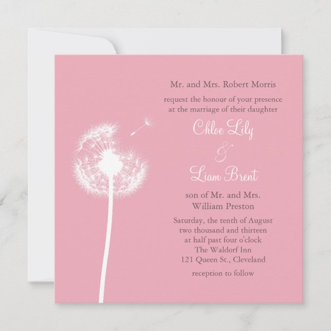 ¡Los mejores deseos rosados! Invitación a la boda (Anverso)