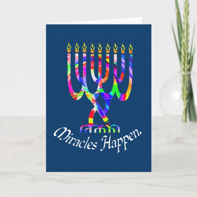 Los milagros ocurren con las tarjetas Menorah (Anverso)