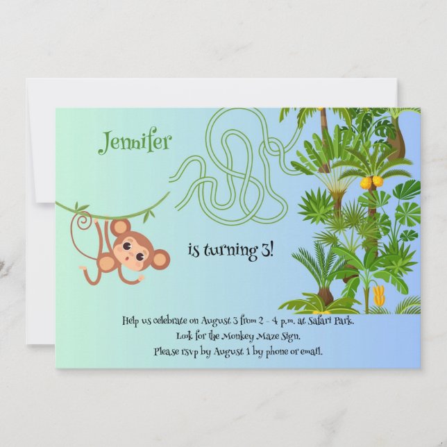 Los monos y los plátanos crean invitaciones para e (Anverso)