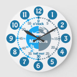 Los muchachos aprenden decir el reloj nombrado