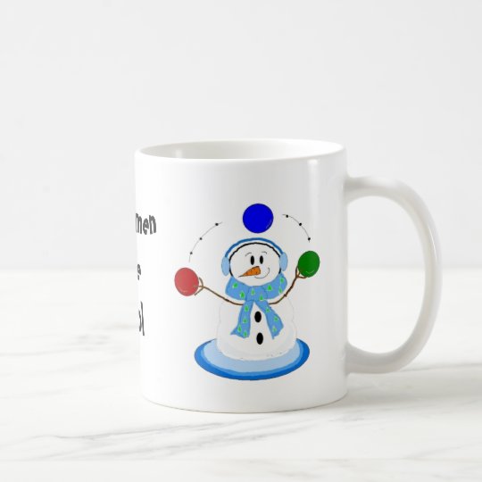 Los muñecos de nieve que hacen juegos malabares taza de café