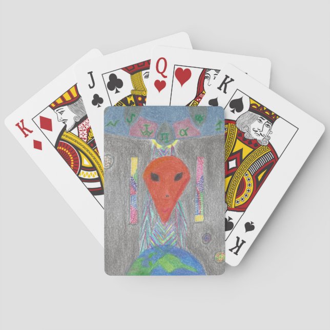 Los naipes de la tierra y del extranjero del UFO