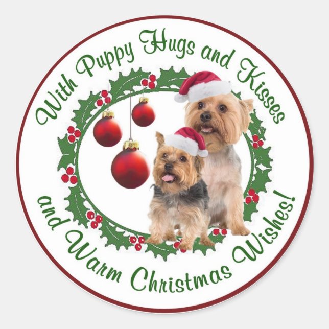 Los Navidades de Silky Terrier desean sellos redon (Anverso)