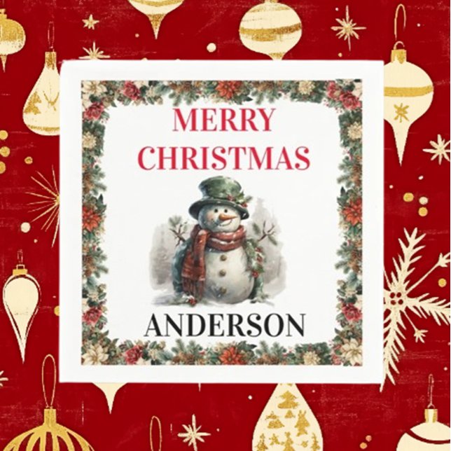 Los Navidades de Snowman Cute quieren servilleta d (Spread joy this holiday season with Brett's Snowman Cute Christmas Wishes Paper Napkins)