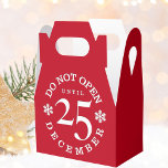 Los navidades No Abrirán Hasta 25 Cajas De Favor D<br><div class="desc">¿Estás dando algunos favores Navidades este año que necesitan una caja de regalo de gable rojo festivo con las estrictas instrucciones de que no se abrirá hasta el 25 de diciembre? Oye, oye, acabas de encontrar lo que estabas buscando. Personalizar el color - agrega tu texto o quita la etiqueta...</div>