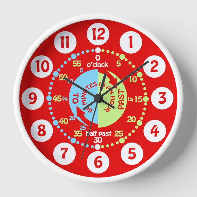 Los niños aprenden a contar la hora del reloj rojo (Anverso)