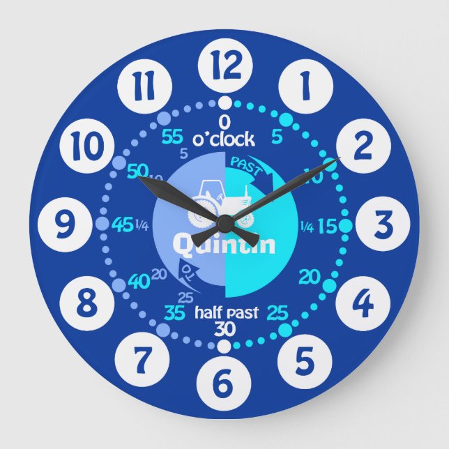 Los niños aprenden a decir hora nombre azul reloj  (Anverso)