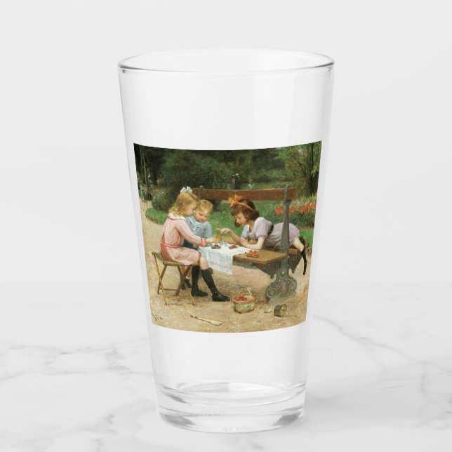 Los niños disfrutan del té de la tarde en el parqu (Anverso)