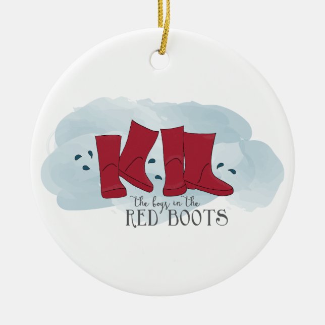 Los niños en el ornamento navideño de Red Boots (Frente)