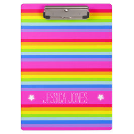 Los niños rainbow stripes rosado portapapeles de n