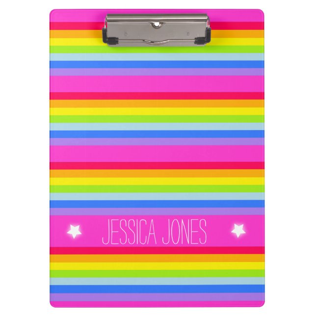 Los niños rainbow stripes rosado portapapeles de n (Anverso)