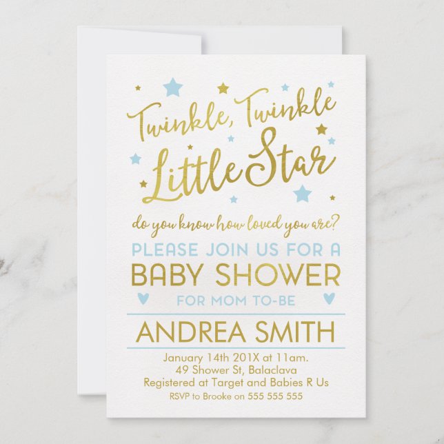 Los niños twinkle pequeña estrella invitación a la (Anverso)