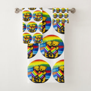 Los osos aman a la pareja LGBT bandera arcoiris