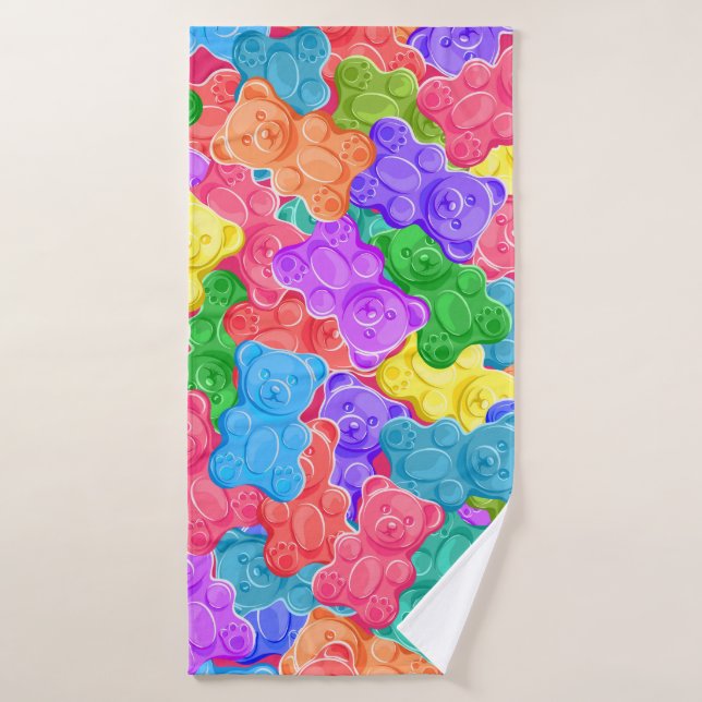 Los osos dulces y coloridos de gelatina, los caram (Toalla de baño)