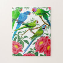 Los Parakeets en Peony florecen rompecabezas