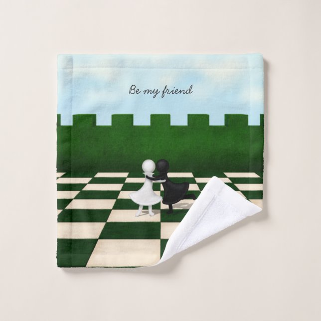 Los peones de ajedrez de la amistad interracial "S (Toallita)