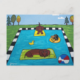 Los perros Dachshund tienen una postal Fiesta de b