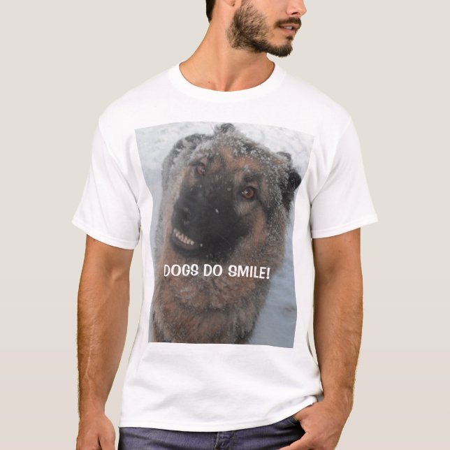 Los perros pastores alemanes de camiseta sonríen (Anverso)