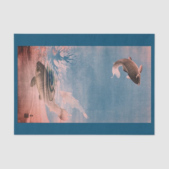 Los PESCADOS QUE SALTAN EN papel seda del AGUA (Anverso)