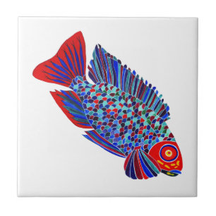 Los pescados tropicales diseñan la teja decorativ