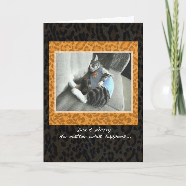 Los pijamas del gato animan para arriba la tarjeta (Anverso)