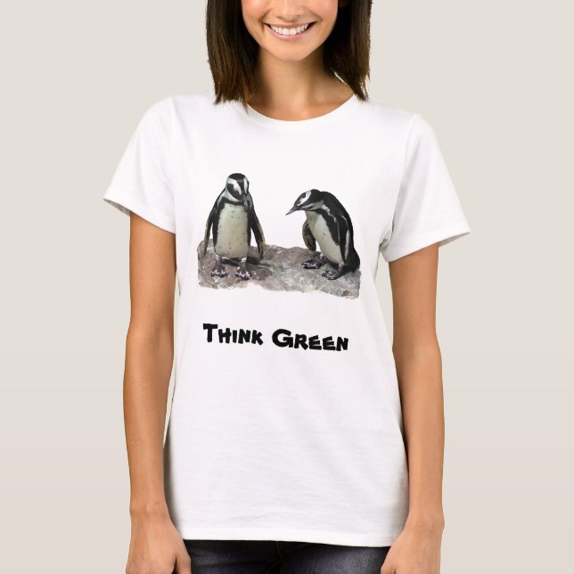 Los pingüinos piensan en la camiseta del Día Verde (Anverso)
