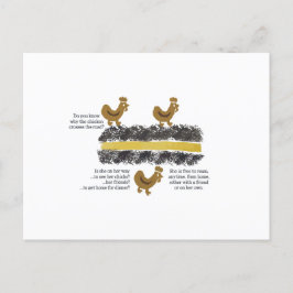 Los pollos cruzan la tarjeta postal de la carreter