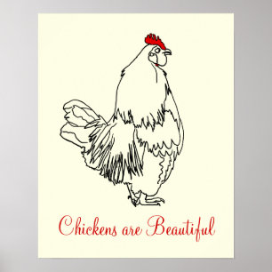 Los pollos son Arte de dibujo de gallo divertido y
