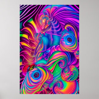 ¡Los Posters psicodélicos de arte en la pared son
