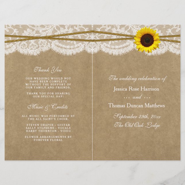 Los programas de colección Kraft, Lace & Sunflower (Anverso)