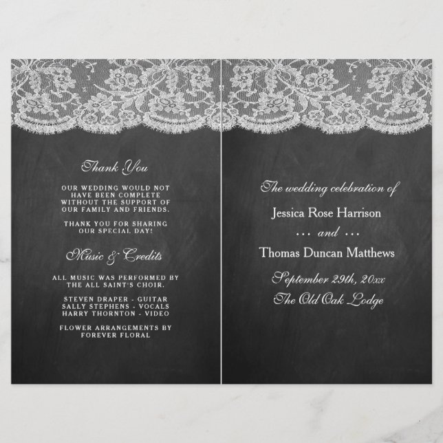 Los programas de colecta de Bodas de Chalkboard y  (Anverso)