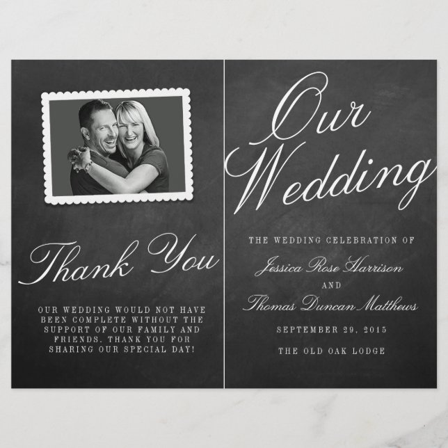 Los programas de colecta de Bodas Fancy Chalkboard (Anverso)