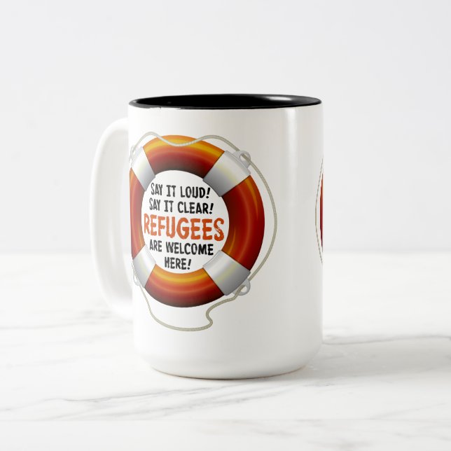 Los refugiados acogen con satisfacción la taza (Anverso izquierdo)