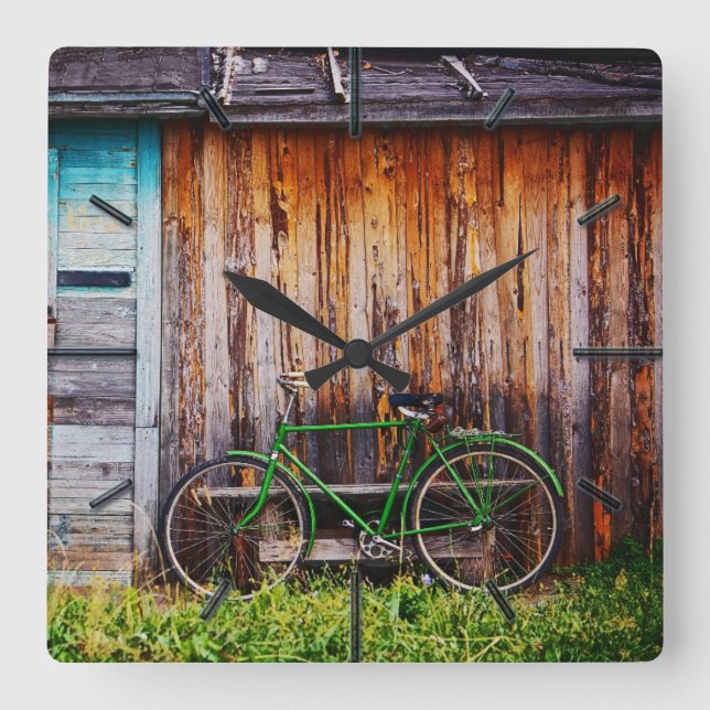 Los relojes de pared verdes de la bicicleta 1 (Anverso)