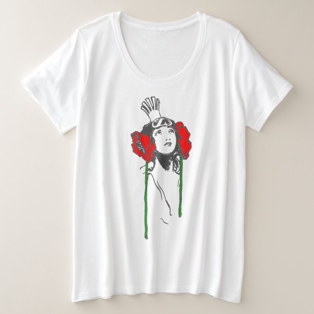 Los rojos de las mujeres más Art Nouveau adornan O (Anverso del diseño)