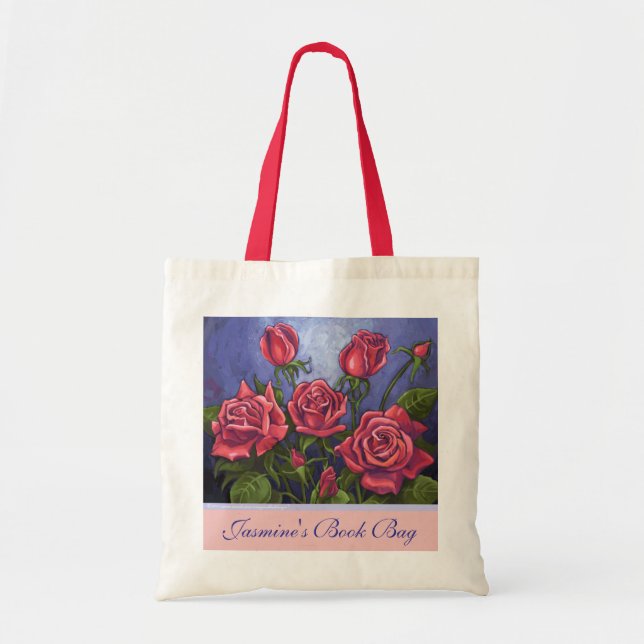 Los rosas rojos personalizan la bolsa de libros (Frente)