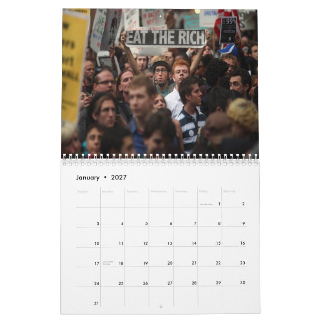 Los Rótulos del empleo protestan el calendario (Jan 2027)
