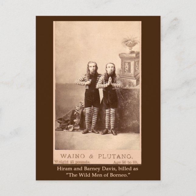 Los salvajes hombres de Borneo en tarjetas postale (Anverso)