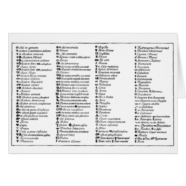 Los símbolos alquímicos de Scheele (Anverso (Horizontal))