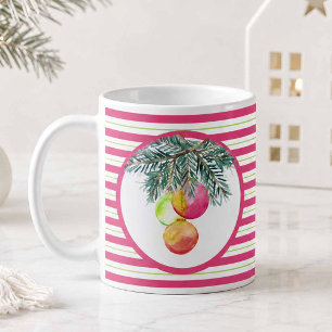 Los tazas de los navidades son rosados y verdes