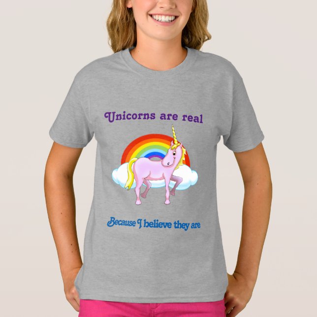 Los unicornios son verdaderos chicas de camisa gru (Anverso)