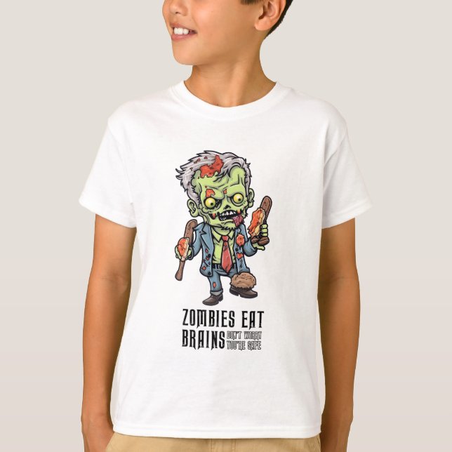 Los zombies comen camisetas del cerebro (Anverso)